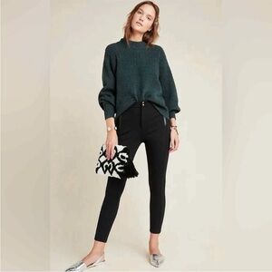 Anthropologie The Essential Slim Black Ponte Ankle Pants Size 0 NEW $110